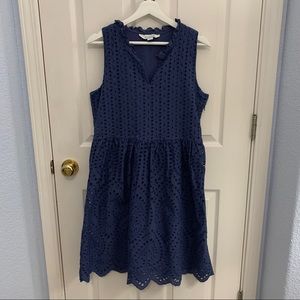 Sundance Navy eyelid embroidered dress Size large